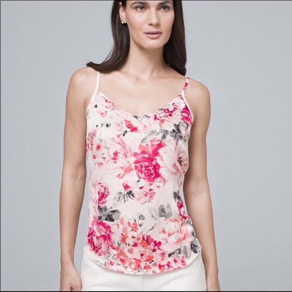 White House Black Market Tops - WHBM Floral Silky Cami